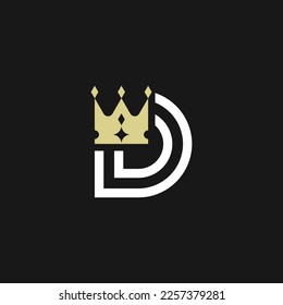 modern elegant letter D crown royal premium logo