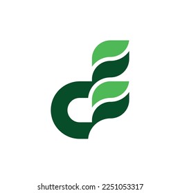 Modern and Elegant letter D leaf or leaves logo