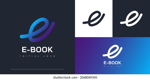 Modern and Elegant Letter E Logo Design with Hand Drawn Style in Blue Gradient. B Logo for Symbol for Business Identity
