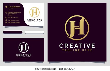 Modern Elegant Letter H Logo Design and template. Gold creative H Logos icon vector business card