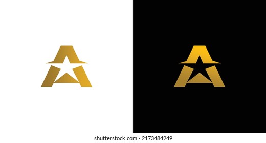 Modern and elegant letter A initials star logo design