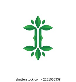 Modern and Elegant letter I leaf or leaves logo