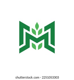 Modern and Elegant letter M leaf or leaves logo