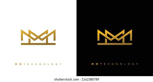 Diseño del logotipo de las iniciales MM de letras modernas y elegantes
