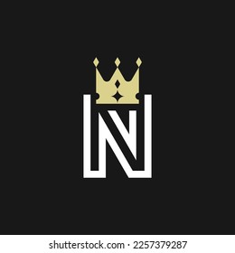 modern elegant letter N crown royal premium logo