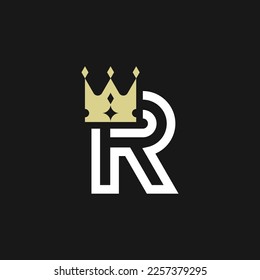 modern elegant letter R crown royal premium logo