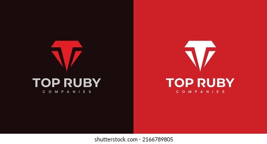 Modern and elegant letter T initial ruby ​​logo design