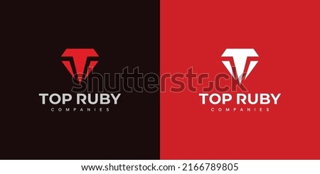 Modern and elegant letter T initial ruby ​​logo design