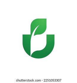 Modern and Elegant letter U leaf or leaves logo