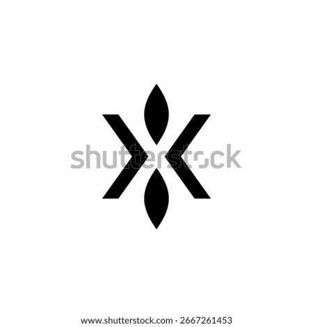 A modern and elegant letter X leaf logo. The stylized letter X incorporates leaf-like elements, creating a sophisticated and organic yet futuristic aesthetic, perfect for a nature-conscious and innova