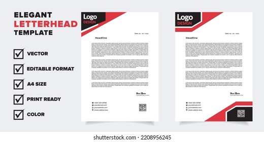 modern elegant of letterhead template for stationary design for business corporation with red and black color editable format vector	