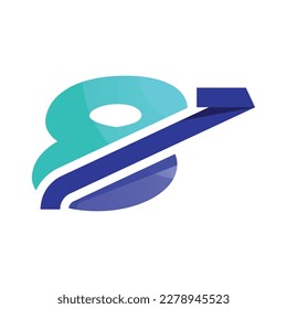 Diseño de logotipo moderno y elegante número 8 combinado con swoosh.