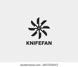 A modern and elegant logo of a fan formed from eight blades arranged in a circle. Suitable for culinary and kitchen equipment company logos.