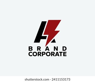 Modern and elegant logo letter A and lightning icon. Suitable for various types of companies, especially in the technology sector.