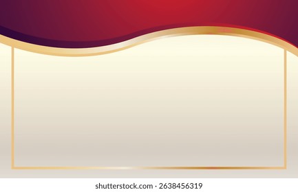 Modern elegant luxury abstract red gold wave design certificate template