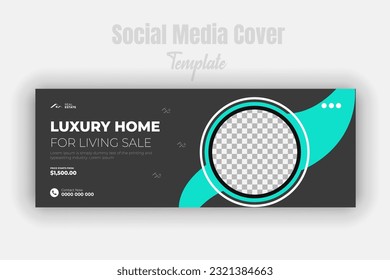 Modern, elegant or luxury real estate home social media cover page design, business property sale post promotion web banner editable story ad discount template vertical horizontal square