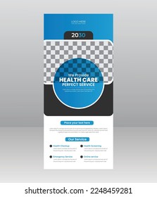 Modern Elegant medical roll up banner, Medical flyer template for hospital, doctor, nurse, and healthcare promotion. x banner, Corporate roll-up banner