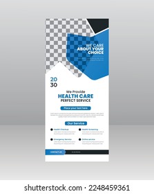 Modern Elegant medical roll up banner, Medical flyer template for hospital, doctor, nurse, and healthcare promotion. x banner, Corporate roll-up banner