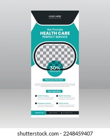 Modern Elegant medical roll up banner, Medical flyer template for hospital, doctor, nurse, and healthcare promotion. x banner, Corporate roll-up banner