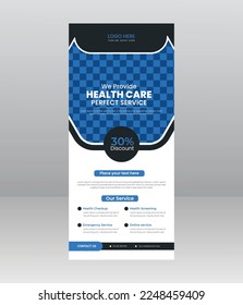 Modern Elegant medical roll up banner, Medical flyer template for hospital, doctor, nurse, and healthcare promotion. x banner, Corporate roll-up banner