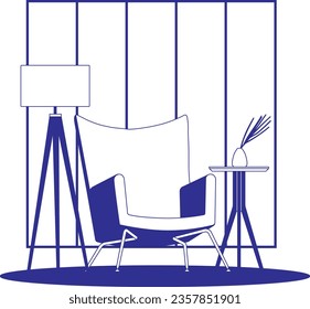 modern elegant minimal interior living room vector illustration