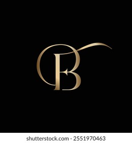Monograma elegante moderno doble significado de la letra BF o FB en oro 