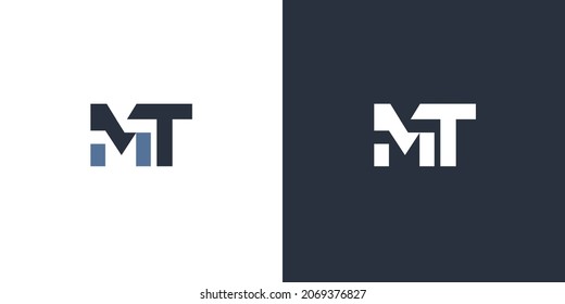 Diseño del logotipo inicial de la carta MT moderna y elegante 