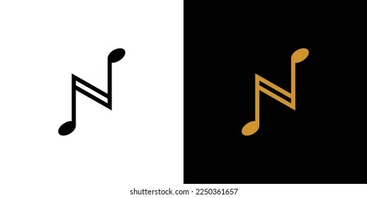 Modern and elegant N initials music logo design