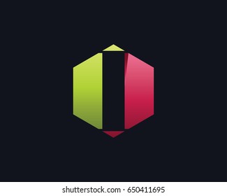 Modern Elegant Negative Space I Letter Alphabet Logo
