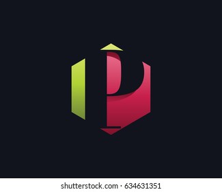 Modern Elegant Negative Space P Letter Alphabet Logo