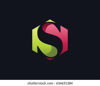 Modern Elegant Negative Space S Letter Alphabet Logo