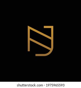 Modern and elegant NJ letter initials logo design