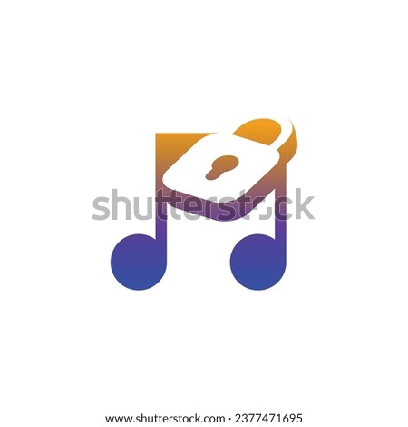 modern and elegant not music padlock logo