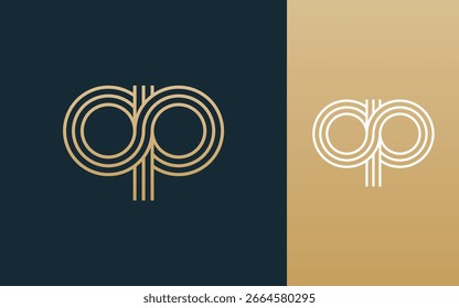 Ilustración vectorial elegante moderna del diseño del logotipo de la letra del op	