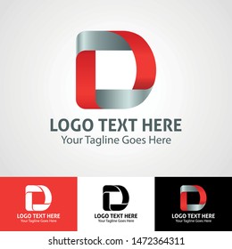 Modern elegant professional hi-tech trendy initial icon logo based on letter D.
