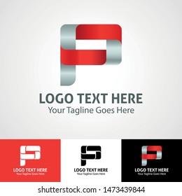 Modern elegant professional hi-tech trendy initial icon logo based on letter P.