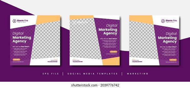 Moderne, elegante, lila Business-Digital-Marketing-Agentur Social Media-Post-Banner-Vorlagen