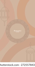 Moderno Elegante Ramadã Islâmico Fundo com Pêssego Bege Neutro Paleta Mandala Círculo Geometria Lanterna Ilustração para Cartaz Digital e Papel de Parede Fundo
