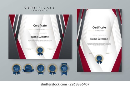Modern elegant red diploma certificate template with business corporate concept