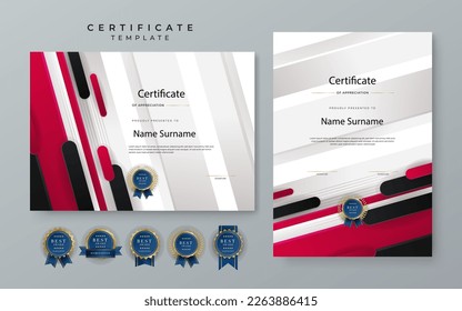 Modern elegant red diploma certificate template with business corporate concept