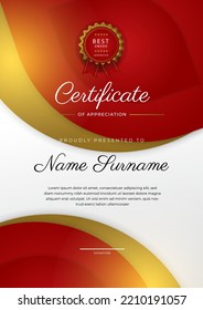 Modern elegant red and gold diploma certificate template