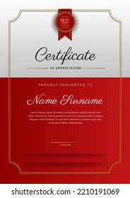 Modern elegant red and gold diploma certificate template