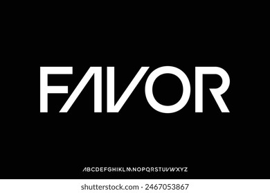 Modern elegant sans serif alphabet display font vector. Favor typography style