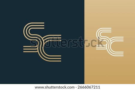 Modern elegant sc letter logo design vector illustration
