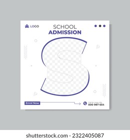 Modern elegant school admission education social media post and web banner post design square vector template.