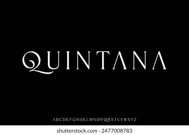 Modern elegant sharp serif alphabet display font vector illustration