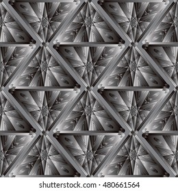 Modern elegant shiny grey abstract geometric vector seamless pattern background wallpaper illustration with abstract 3d volumetric geometric triangles figures 
