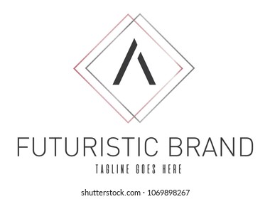 Modern Elegant Silver Rose Gold Geometric Letter A Logo