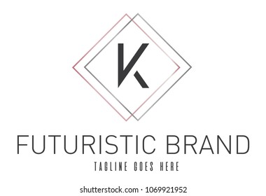 Modern Elegant Silver Rose Gold Geometric Letter K Logo