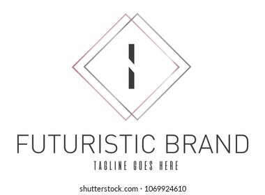 Modern Elegant Silver Rose Gold Geometric Letter I Logo